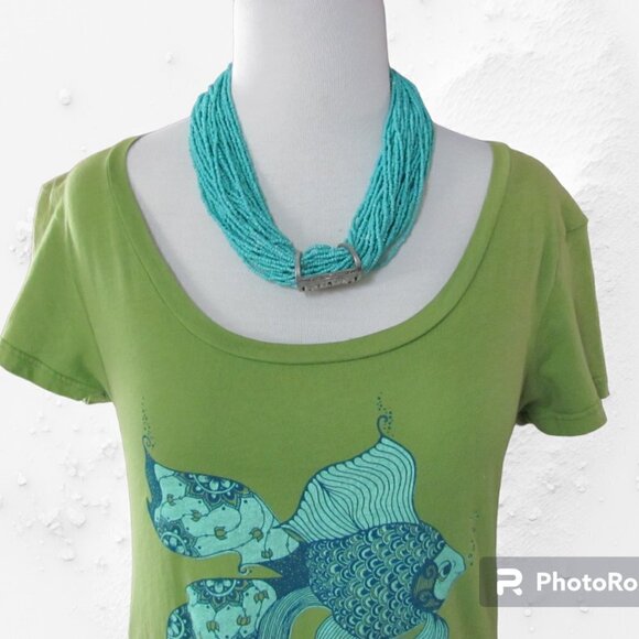 SOUL FLOWER LADIES GREEN FISH TSHIRT - Picture 2 of 9